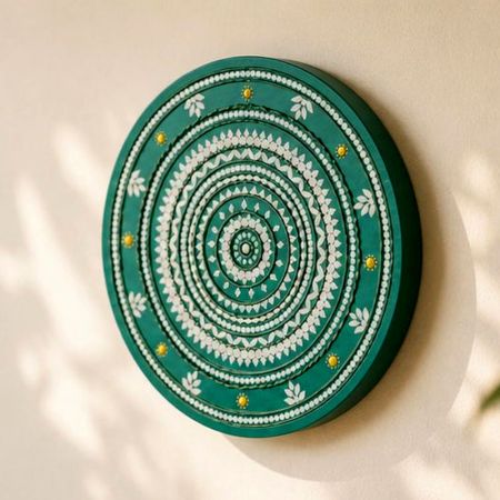 Handcrafted Green Mandala Lippan Art MDF Wall Decor